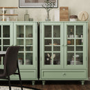 Minimalist Buffet Cabinet With Double Glass Doors And Drawer