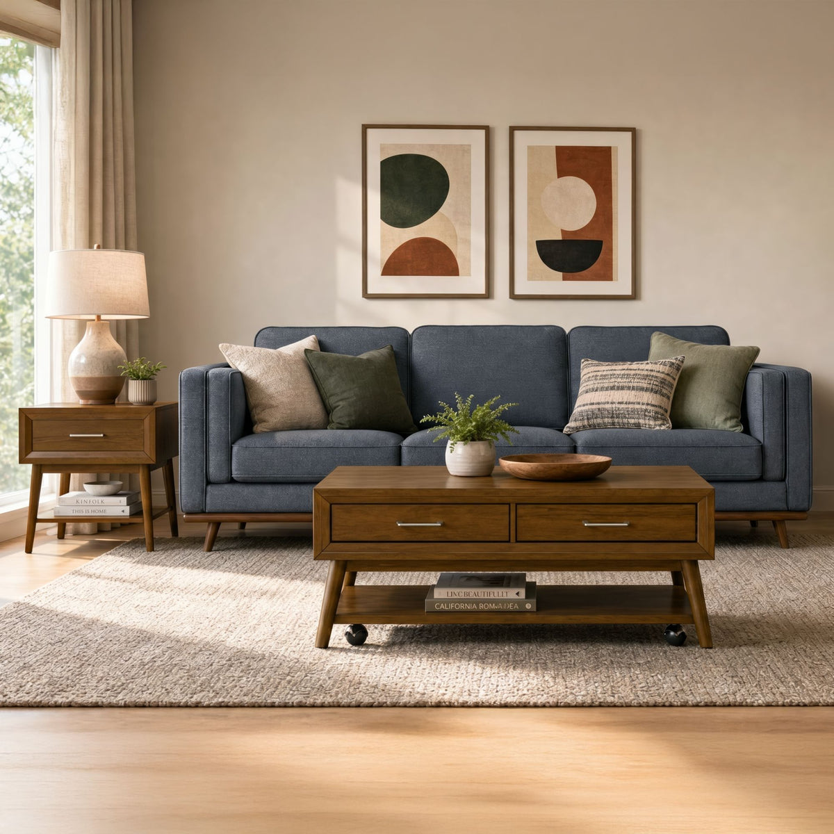 Santa Barbara 2 Piece Occasional Table Set (Coffee Table & End Table) in Walnut by Elements International, view 12