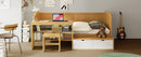 Daybed With Storage Shelves And Lockers, Multi Functional Bed With Study Desk And Matching Stool