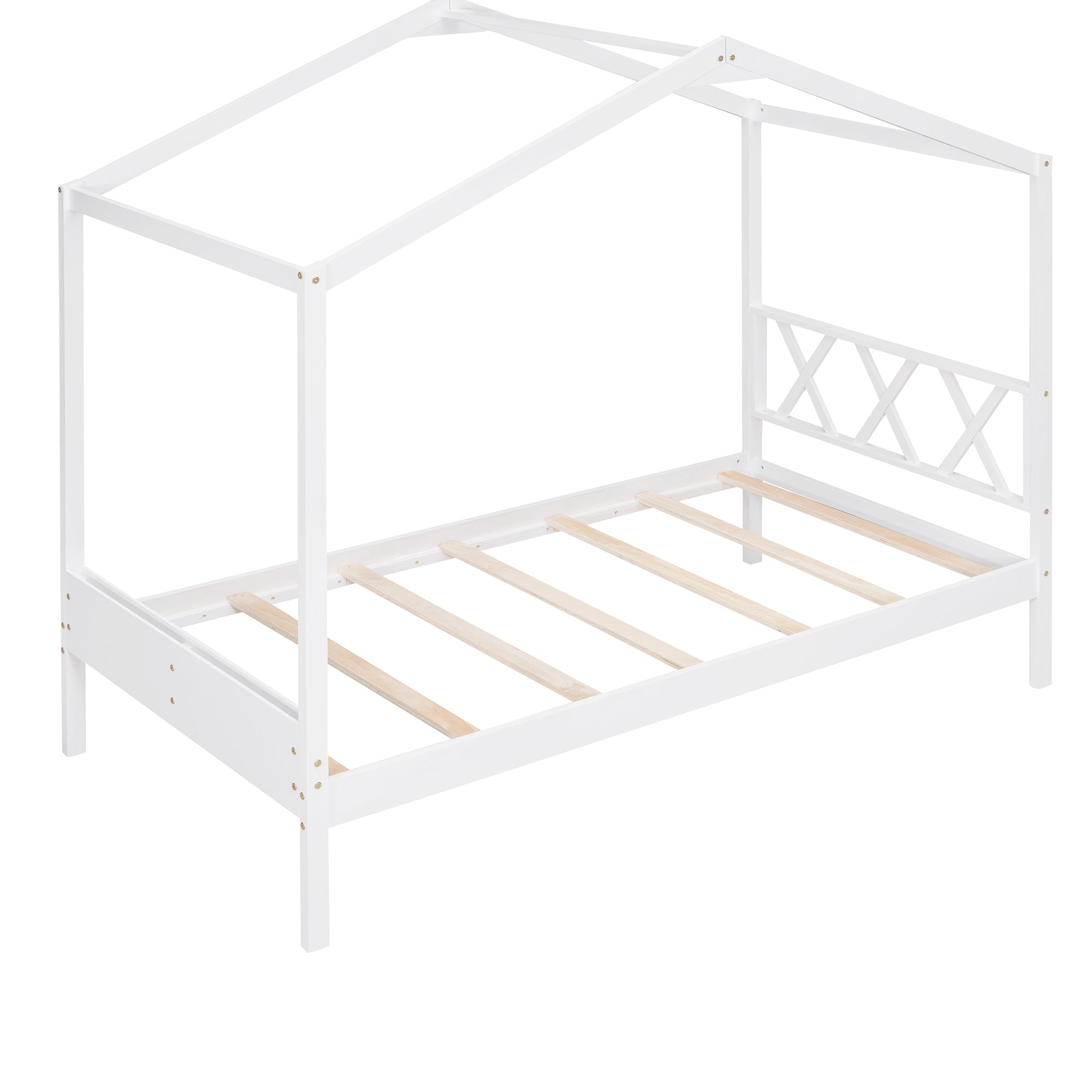 Twin Size Wood House Bed with Storage Space, White(OLD SKU: LP000001AAK) - Atlantic Fine Furniture Melbourne FL