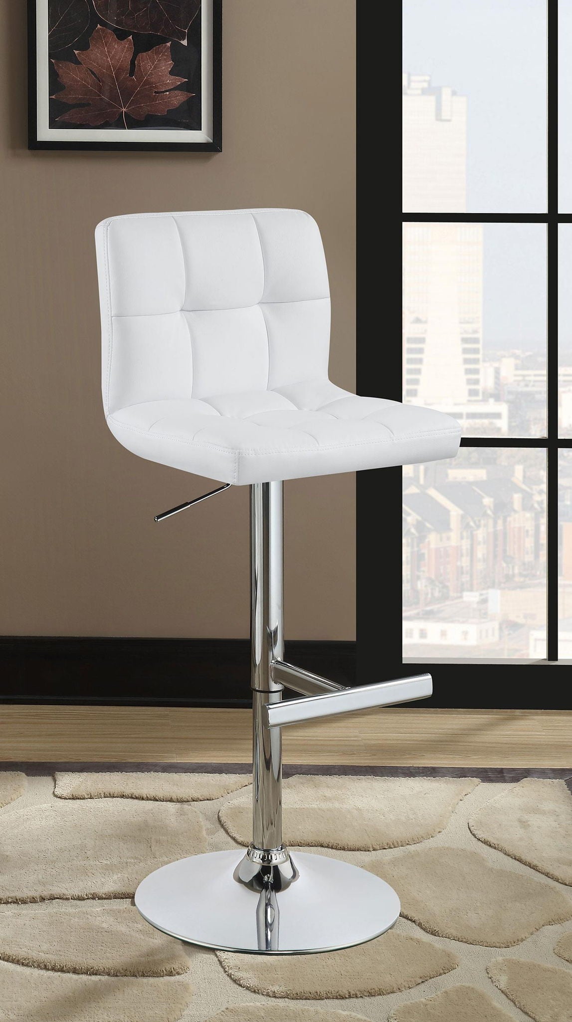 Lenny Upholstered Adjustable Bar Stool White (Set of 2) - Atlantic Fine Furniture Melbourne FL