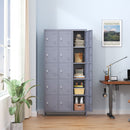15 Door Lockers With Lock For Storage In Home, Gym, Office, And School - Gray
