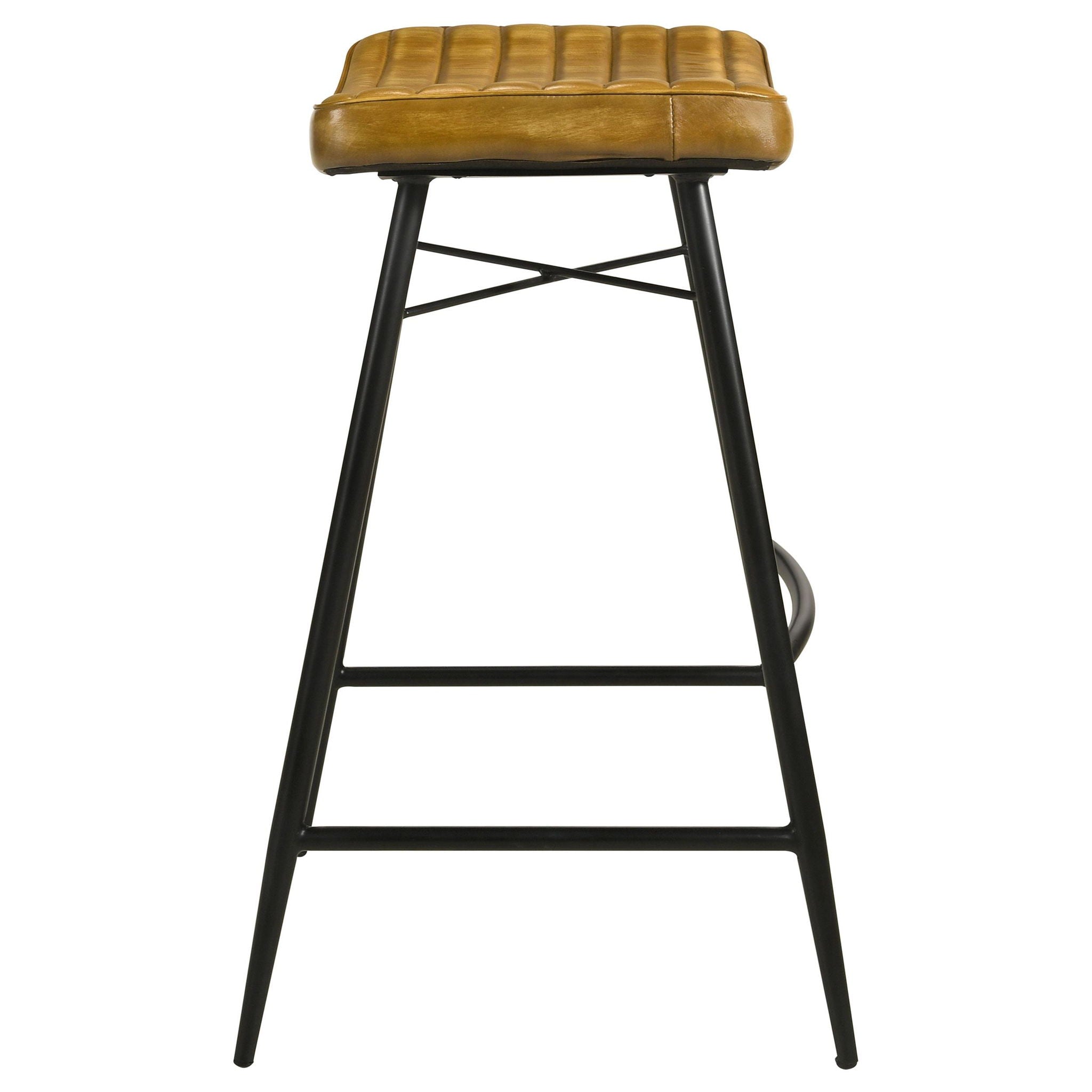 Bayu Leather Upholstered Bar Stool Antique Camel (Set of 2) - Atlantic Fine Furniture Melbourne FL