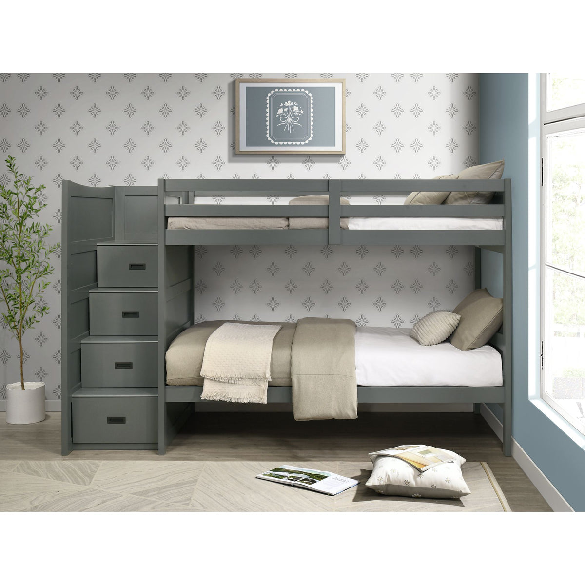 Sami Step Bunk With Left Headboard in Dark Brown by Elements International, view 33