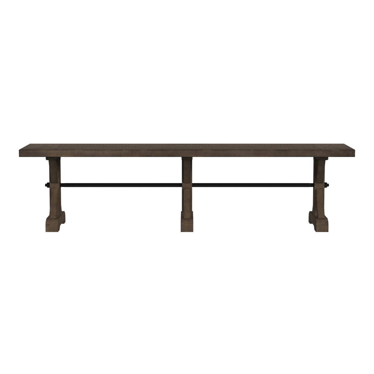 Yellowstone Dining Bench With Metal Bar Cross in Medium Brown by Elements International, view 7