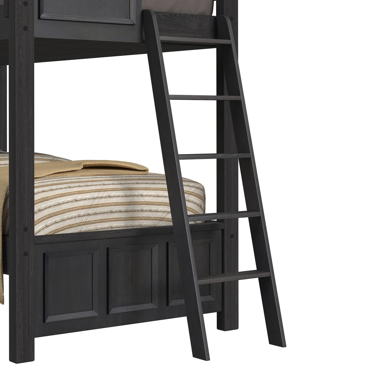 Hampton Kids Bunk With Ladder Bedroom Set in Black by Elements International, view 38