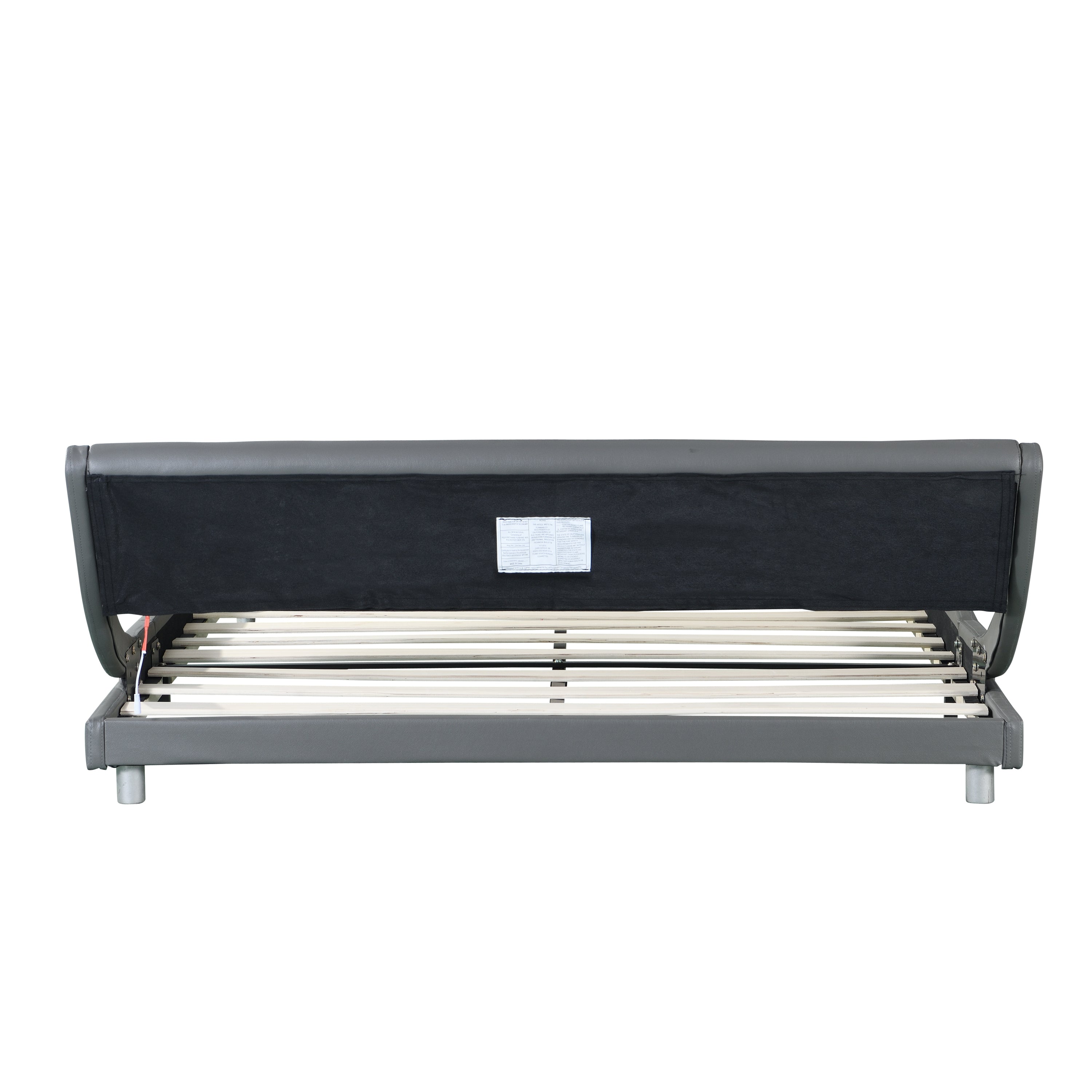 Faux Leather Upholstered Platform Bed Frame with led lighting , Curve Design, Wood Slat Support, No Box Spring Needed, Easy Assemble, Queen Size, Gray - Atlantic Fine Furniture Melbourne FL