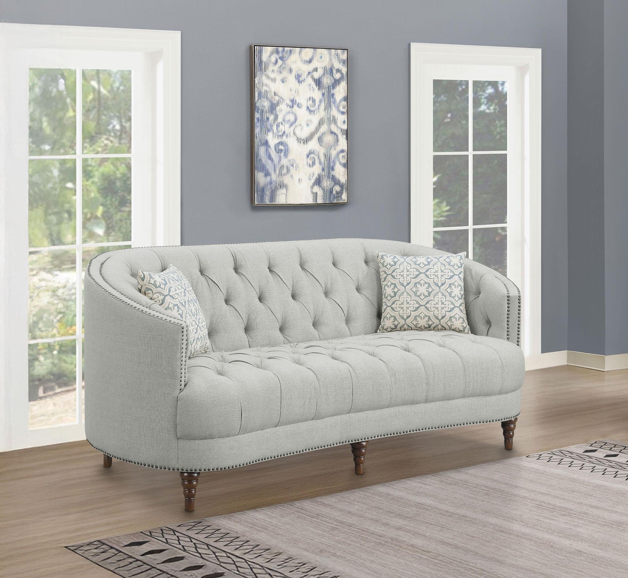 Avonlea Upholstered Sloped Arm Sofa Grey Fabric