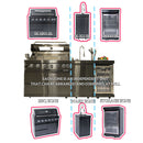 6 Burner 85, 000 Btu Outdoor Kitchen Island Grill With Wine Cooler Refrigerator, Rotisserie Kit, Granite Countertops & Sink - Black