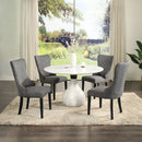 Koen - Round Dining Table, Engineering Marble Top - White & Black