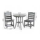 3 Piece Outdoor Dining Set, Round Patio Table With 2 Armless Chairs