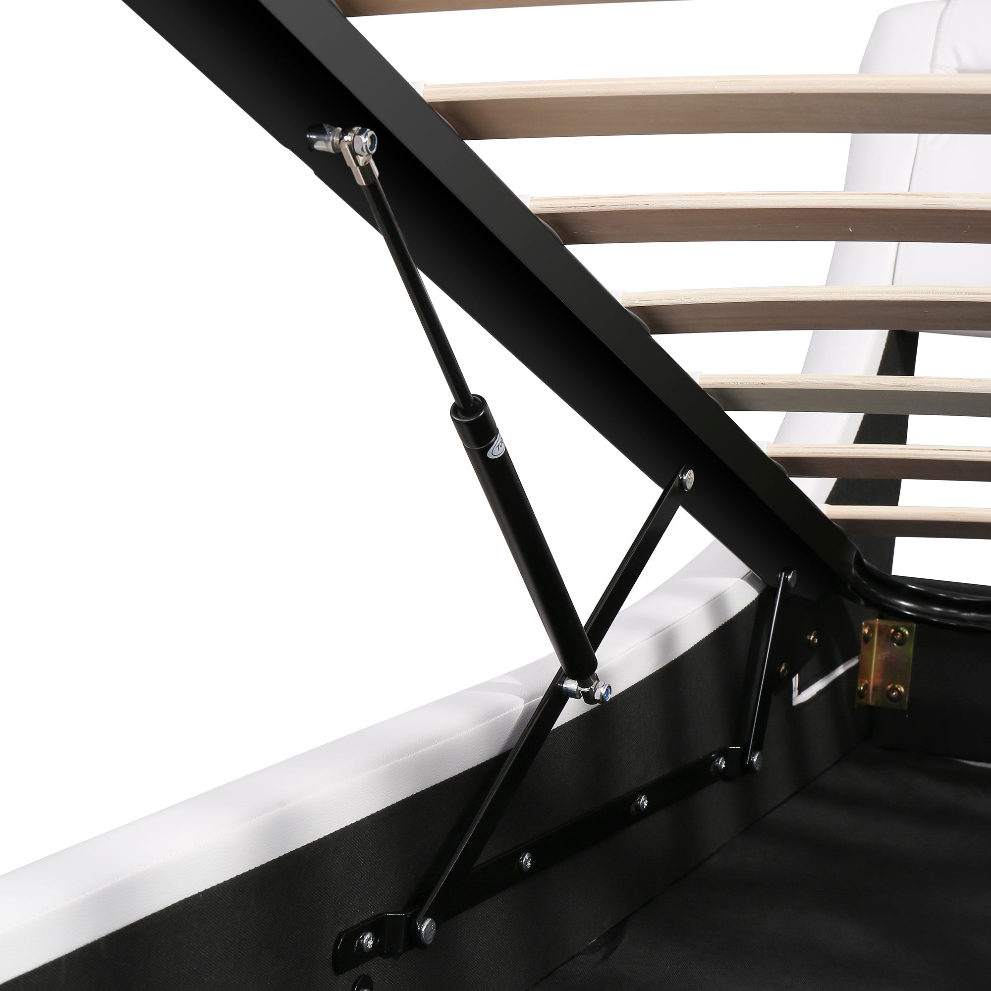 Upholstered Faux Leather Platform bed with a Hydraulic Storage System with LED Light Headboard Bed Frame with Slatted Queen Size - Atlantic Fine Furniture Melbourne FL