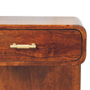 T Bar Rounded Bedside Table - Dark Brown