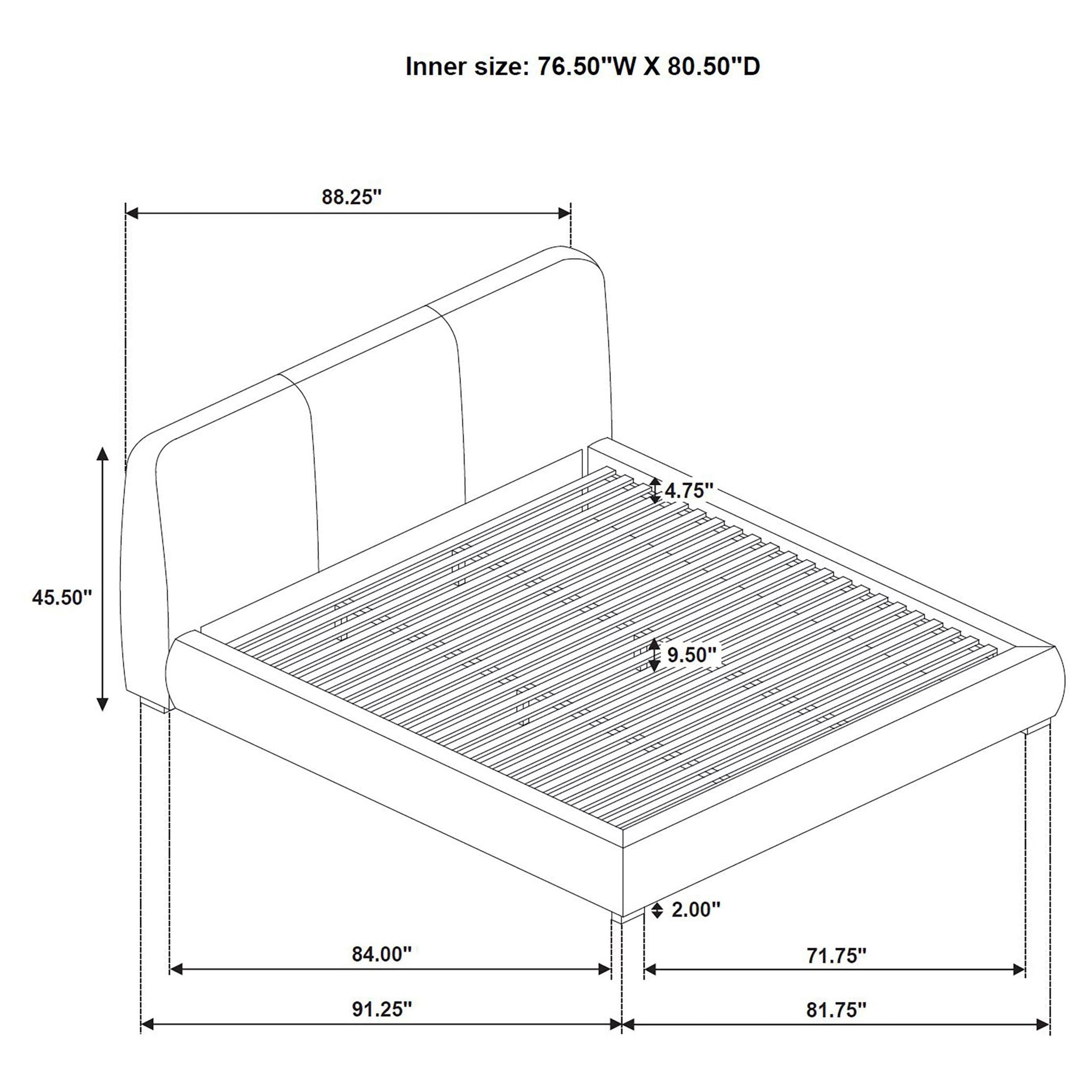 Mokena 46-inch Upholstered Eastern King Platform Bed Brown