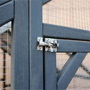 Spacious Wooden Cat Catio Outdoor Kitty House With Bridges And Roof Cover - Gray