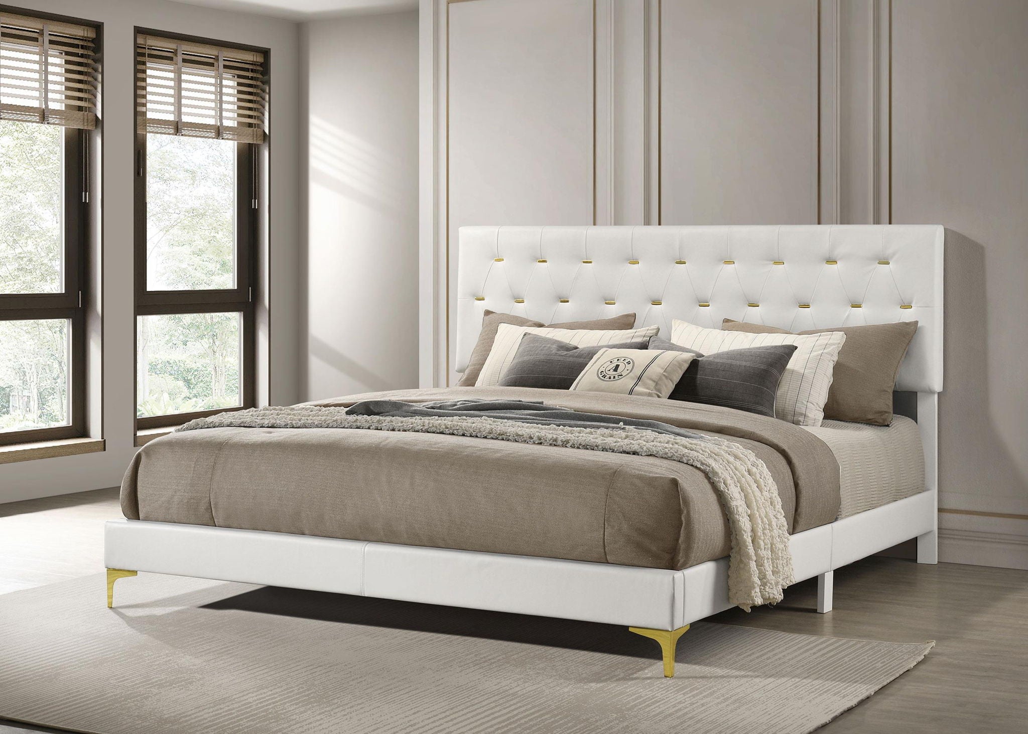 Kendall Upholstered Eastern King Panel Bed White