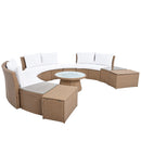 10 Piece Outdoor Sectional Half Round Patio Rattan Sofa Set
