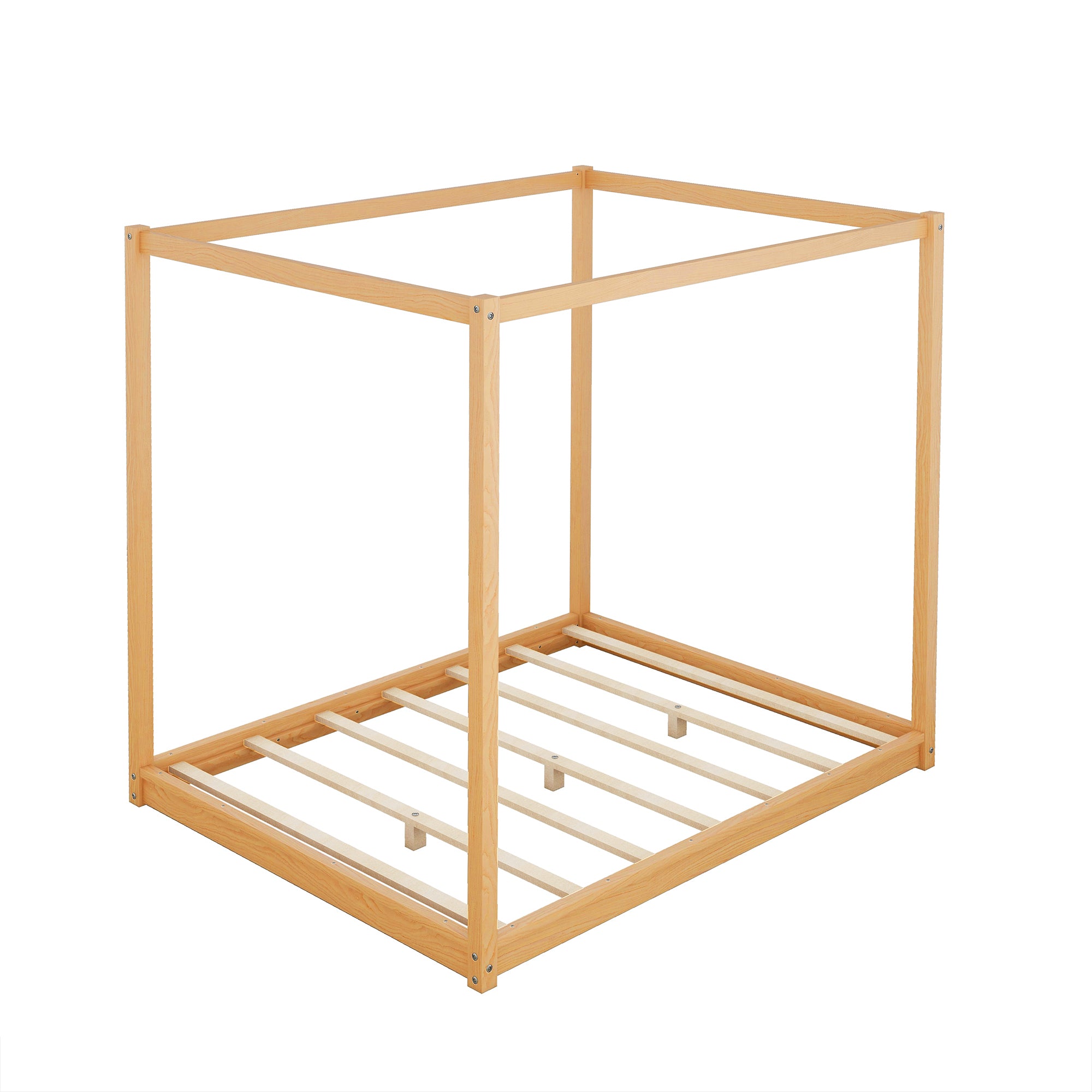 Queen Size Canopy Platform Bed with Support Legs,Natural - Atlantic Fine Furniture Melbourne FL
