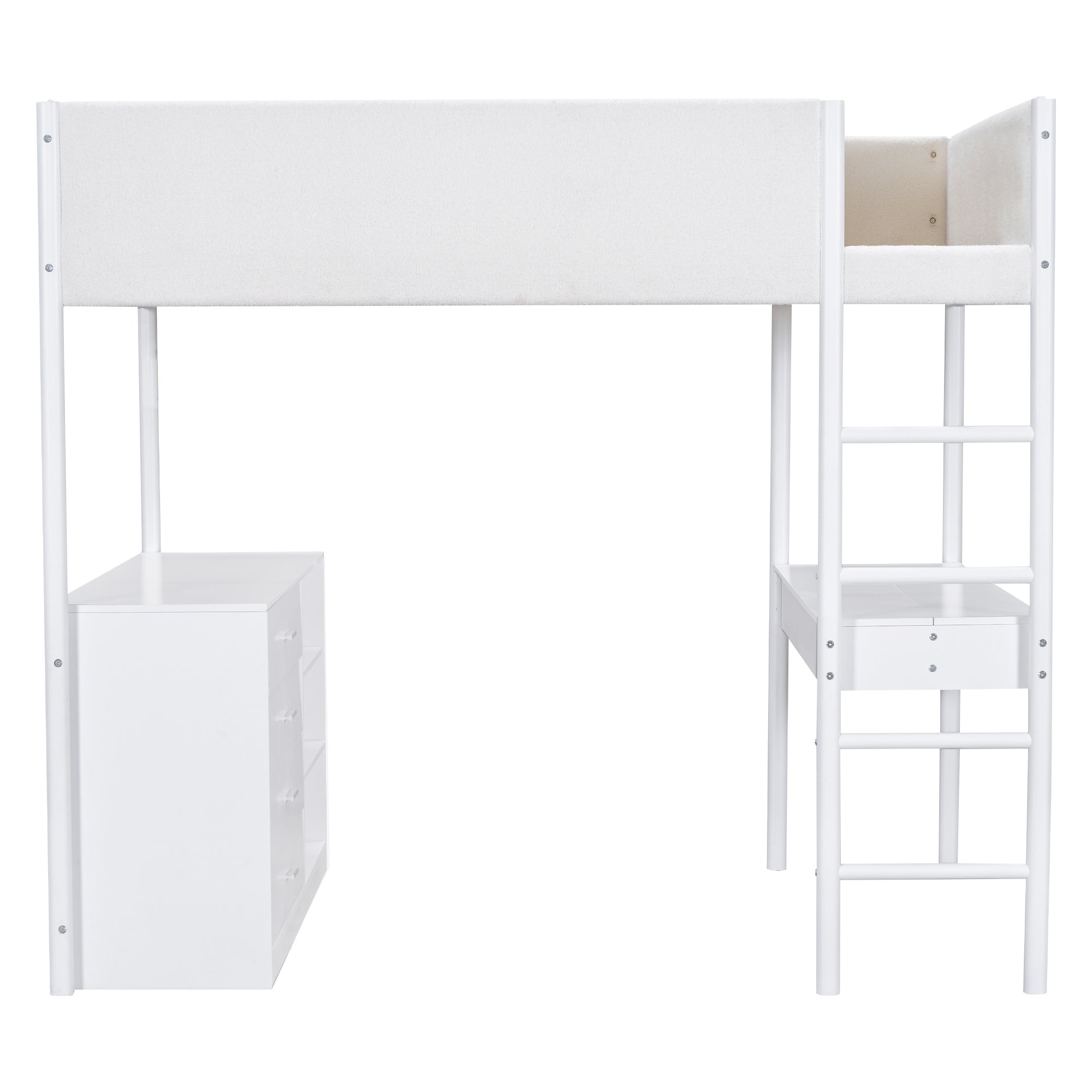 Full Size Teddy FleeceLoft Bed Wood Bed, White - Atlantic Fine Furniture Melbourne FL