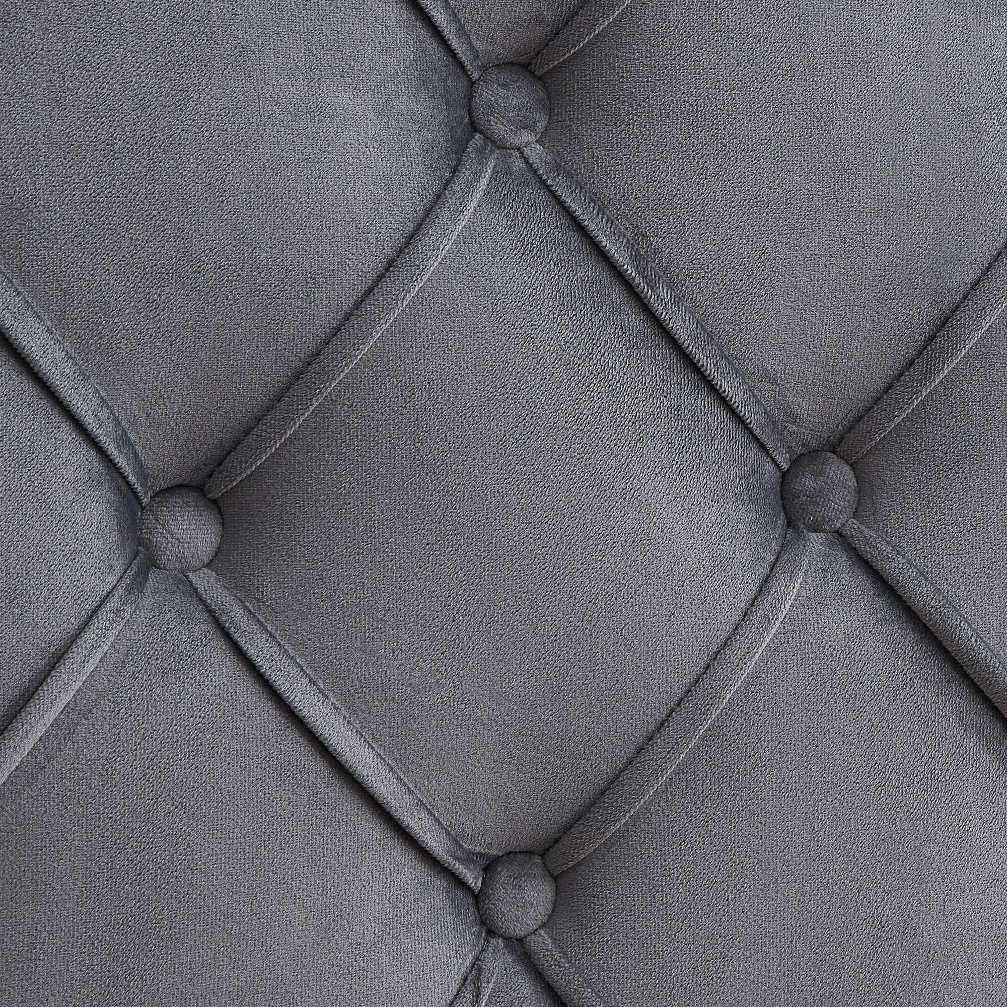 Velvet Button Tufted-Upholstered Bed with Wings Design - Strong Wood Slat Support - Easy Assembly - Gray, Queen, platform bed - Atlantic Fine Furniture Melbourne FL