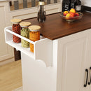 Kitchen Island Cart With Foldable Tabletop & Drop Leaf Mobile Breakfast Bar With Wood Top And Storage - White / Walnut