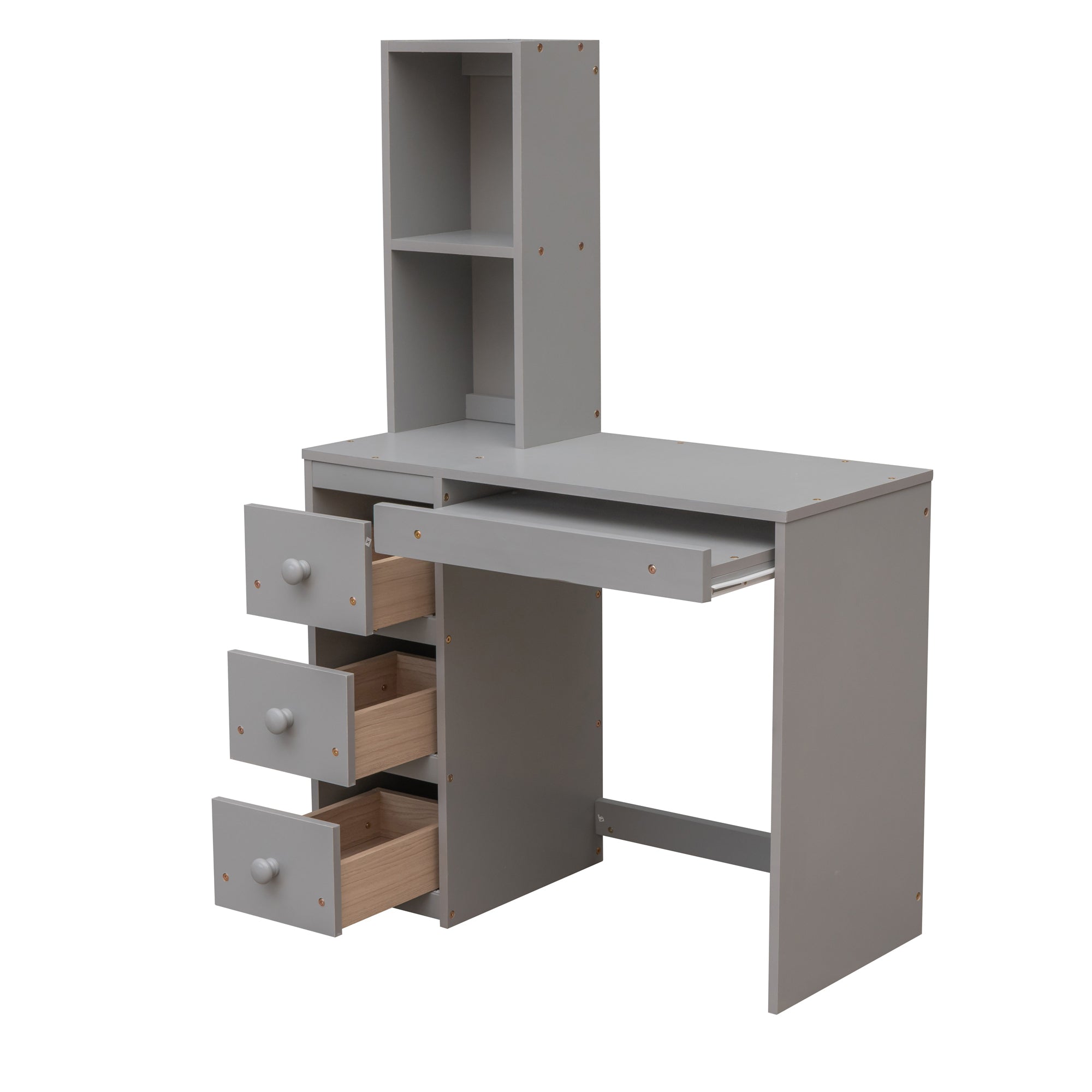 Twin Size Loft Bed with a Stand-alone Bed, Storage Staircase, Desk, Shelves and Drawers, Gray - Atlantic Fine Furniture Melbourne FL