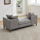 Upholstered Chaise Lounge Indoor With Nailheads, Sleeper Sofa Couch With 4 Throw Pillows & 2 Bolsters, Daybed With Rubberwood Legs