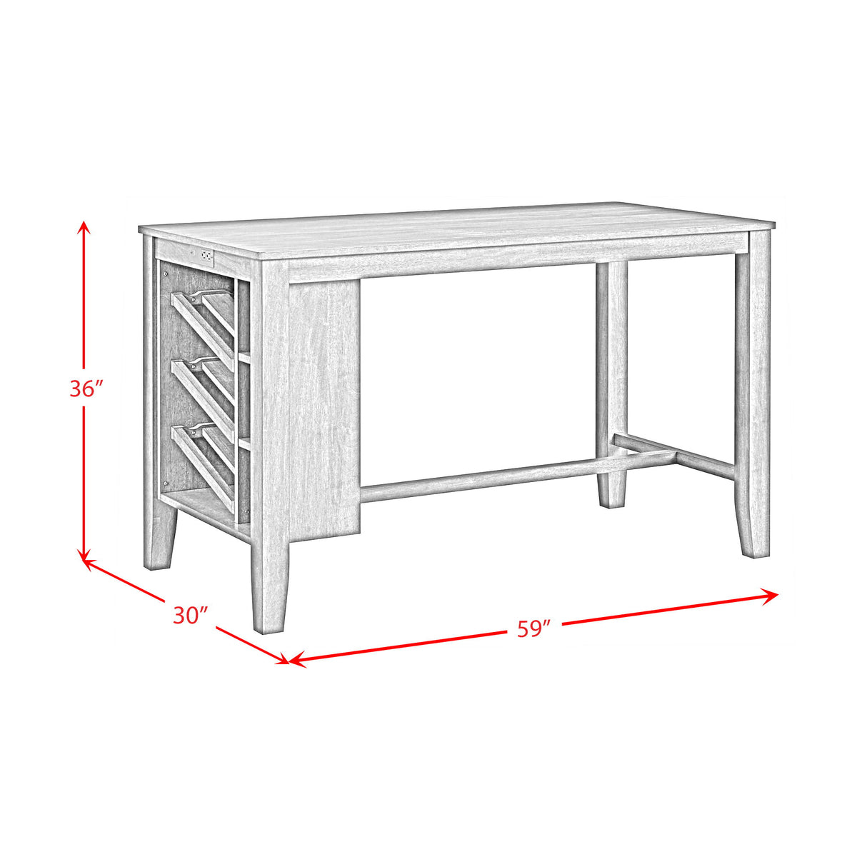 Santa Barbara Kitchen Island & 2 Counter Stools With Fabric in Walnut / Dark Gray by Elements International, view 11