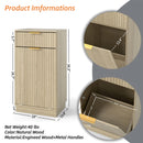 Tilt Out Trash Can Cabinet With Wave Textured Drawer & Pull Out Bin