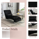 Velvet Chaise Lounge Indoor, Button Tufted Upholstered Chaise Lounge Chair With Pillow