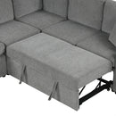 Sectional Sofa Convertible Pull-Out Bed With Storage Ottoman & USB Ports