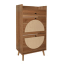 Allen - Rattan 2 Door 1 Drawer Cabinet Shoe Rack For Entrance