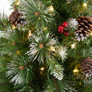 Glitter Bristle Mixed Hinged Tree With Berry And Pine Cones And 200 Cl, 407 Tips - Green