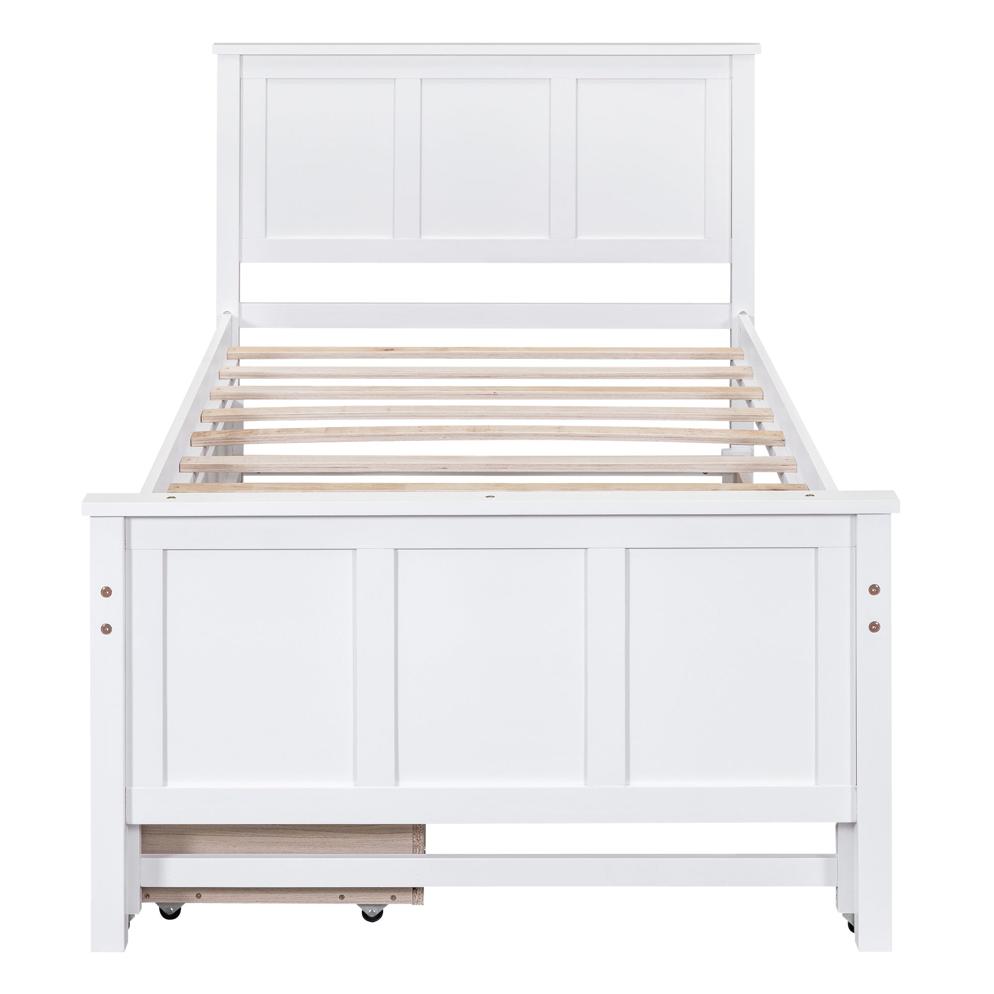 Twin Size Platform Bed with Trundle and Drawers, White - Atlantic Fine Furniture Melbourne FL