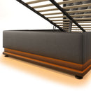 Upholstered Bed, 360 Surround LED Function, Remote Control, Hydraulic Storage Bed With USB, Type-C Charging (Without Mattress)