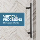 Frameless Single Sliding Soft Close Shower Door, 5 / 16" Clear Nano Coated Tempered Glass And 304 Stainless Steel Handle - Matte Black