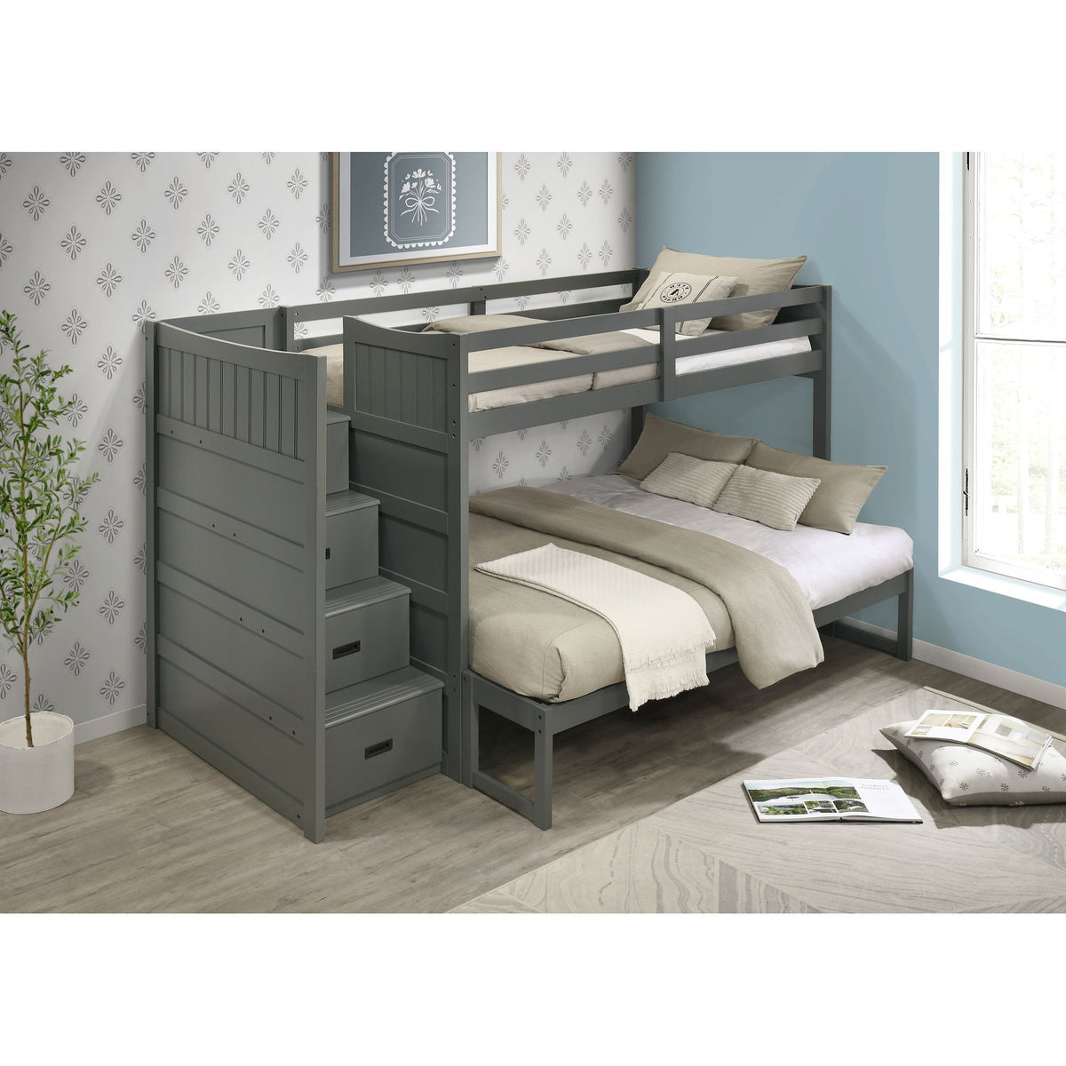 Sami Step Bunk With Left Headboard in Dark Brown by Elements International, view 34