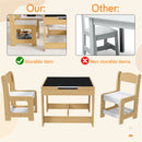 3 In 1 Kids Study Table & Chairs Set Multi Functional Activity Table With Detachable Blackboard Top - Natural Wood