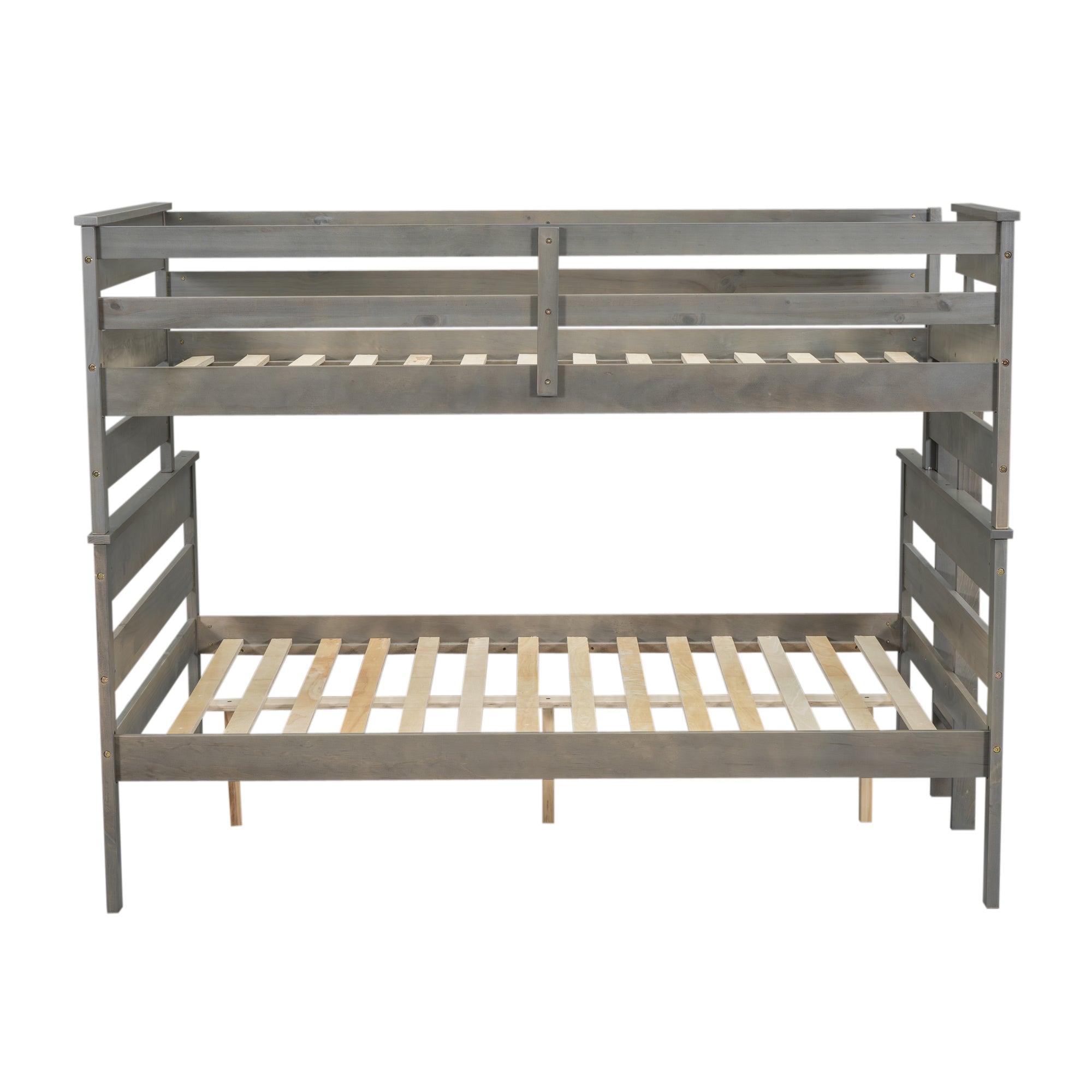 Wood Twin XL over Queen Bunk Bed with Ladder, Gray - Atlantic Fine Furniture Melbourne FL