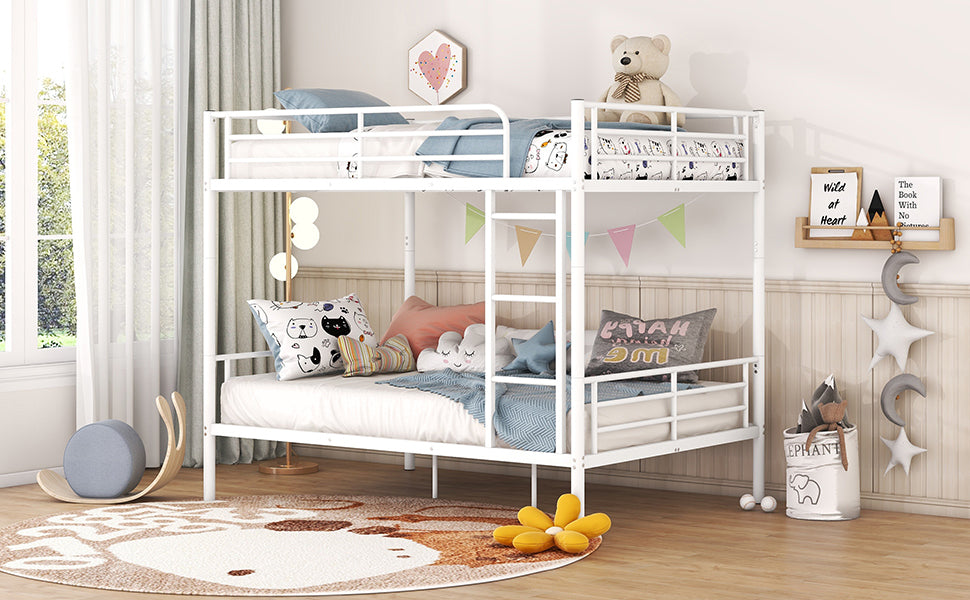 Full Over Full Metal Bunk Bed, White - Atlantic Fine Furniture Melbourne FL