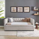 Inspired Upholstered Daybed With Trundle, Button Tufted