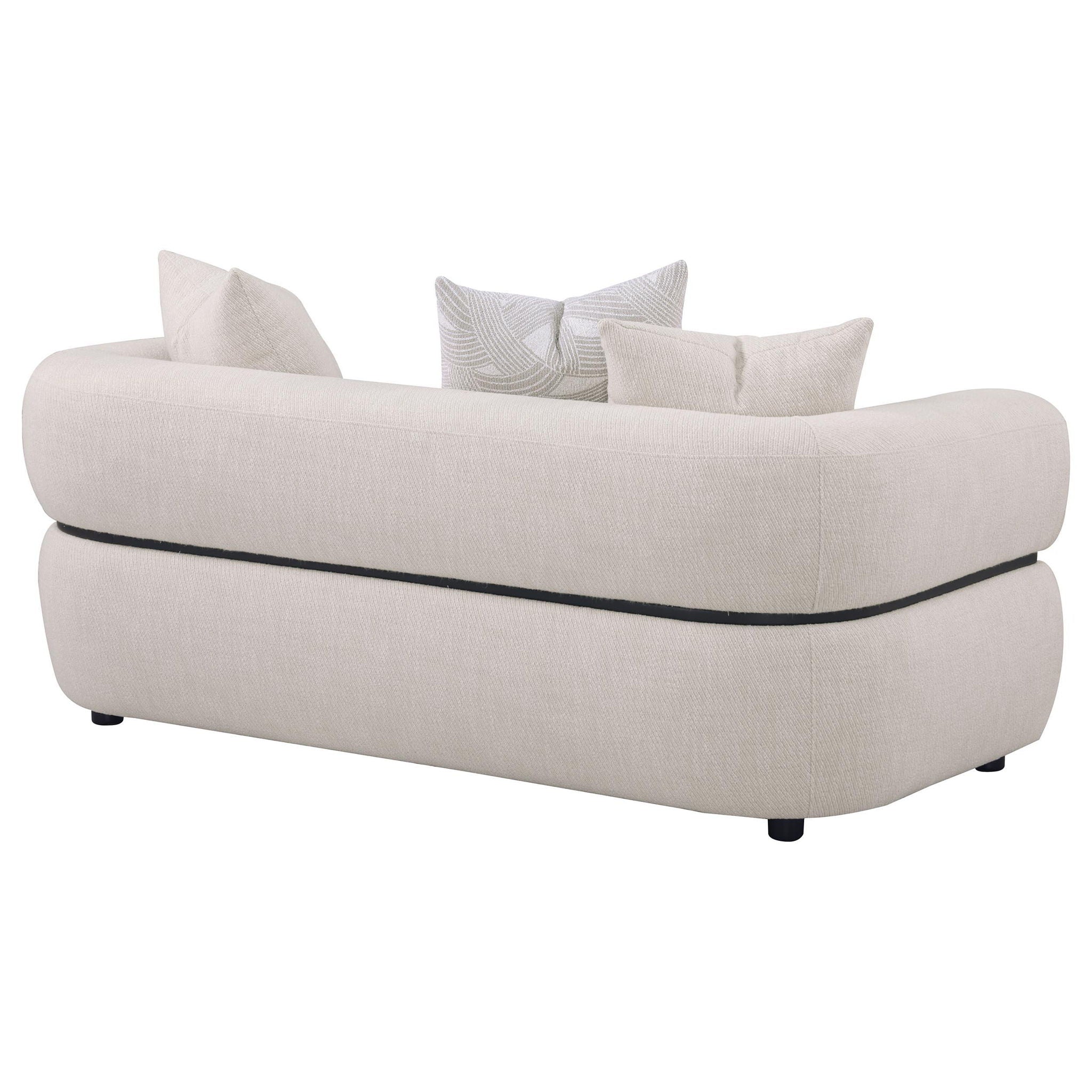 Jeanette 73-inch Fabric Upholstered Round Arm Loveseat Beige