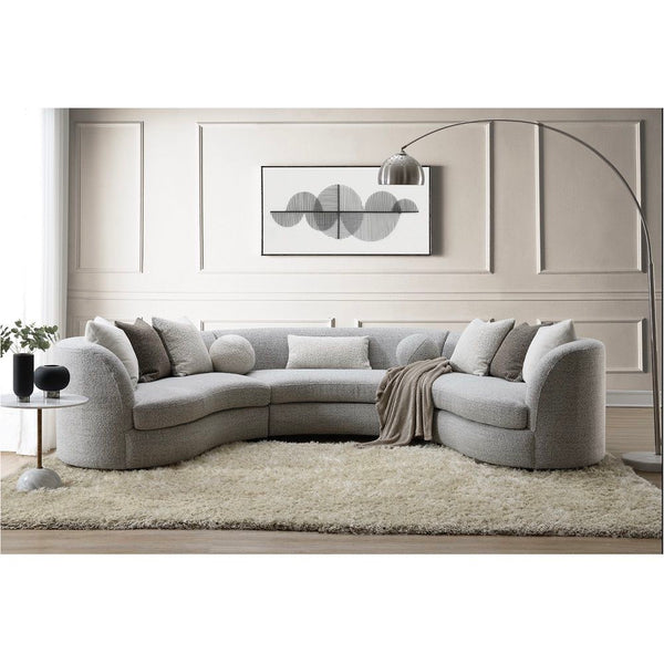 Ivria - Sectional Sofa With 9 Pillows - Gray Boucle