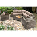 Rattan Wicker Patio Set With Cushions And Concrete Fire Pit