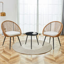 Modern 3 Piece Set, Anti - Spill Round Coffee Table, 2 Rattan Swivel Chairs, Outdoor Patio Furniture For Tea Time - Black / Wood