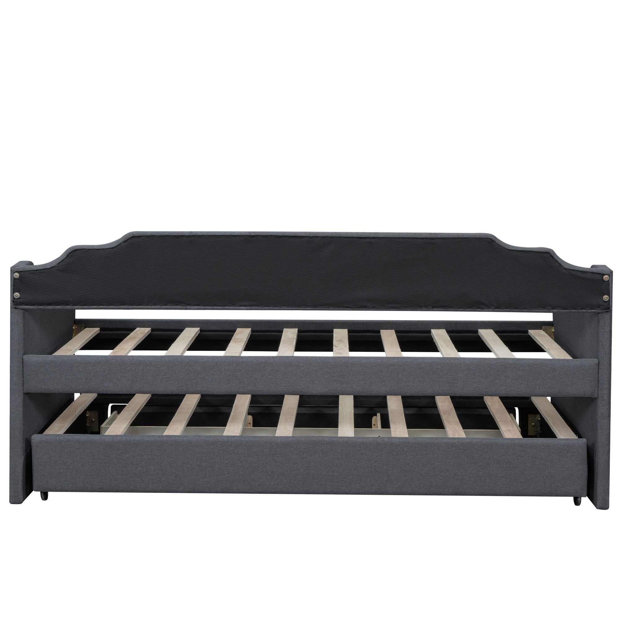 Twin Size Upholstered Daybed with Trundle and Three Drawers,Gray - Atlantic Fine Furniture Melbourne FL