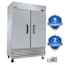 54" Commercial Freezer 49 Cu.Ft With 2 Solid Door Reach-In Freezers Stainless Steel Etl Approved Upright Freeze Storage - Silver