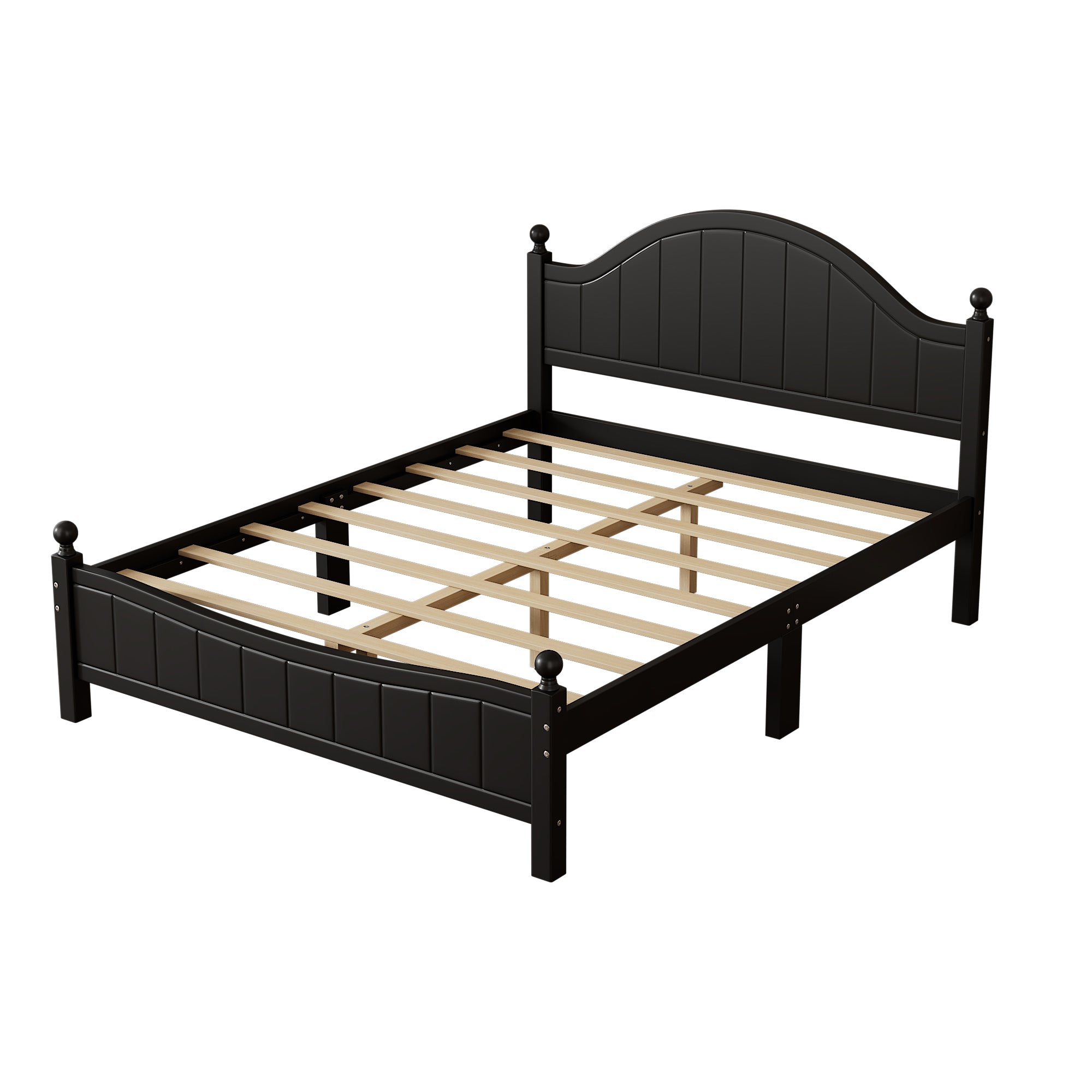 Traditional Concise Style Black Solid Wood Platform Bed, No Need Box Spring, Queen - Atlantic Fine Furniture Melbourne FL
