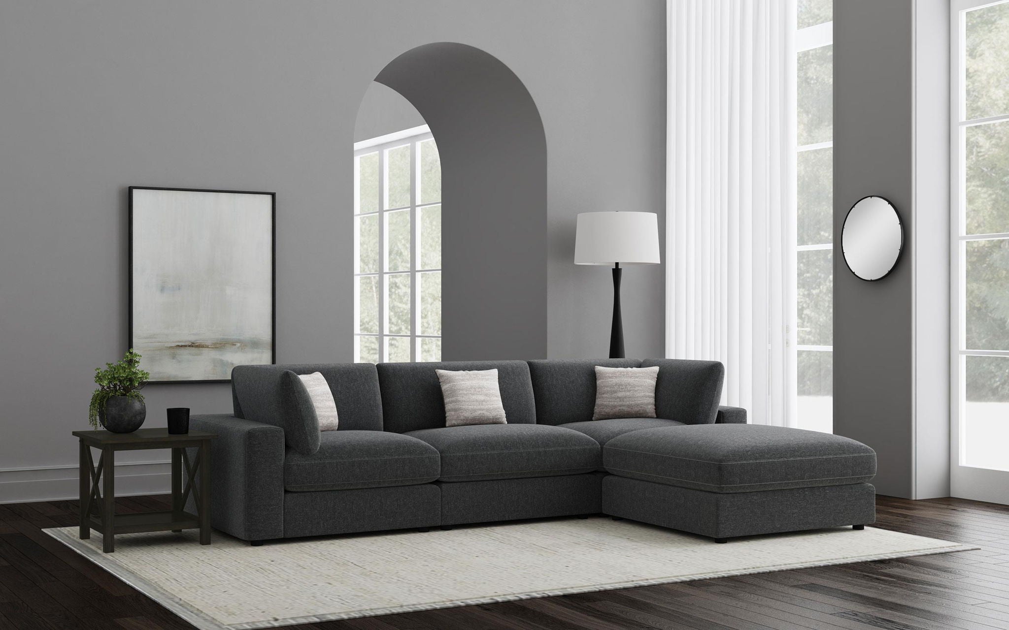 Serene 4-piece Upholstered Modular Sectional Sofa Charcoal