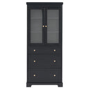 Freestanding Tall Bathroom Cabinet With Adjustable Shelves, Drawers, Soft Close Glass Doors